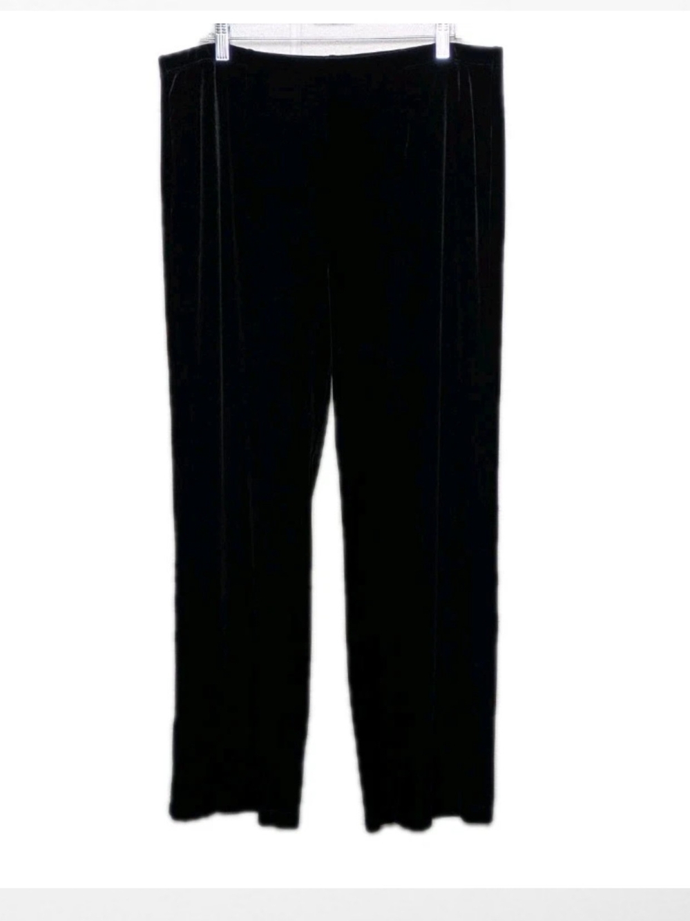 Chicos 2R Travelers Pull On Velour Pants Large 12/14 Velvet Solid Black Dressy